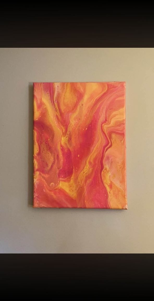 Untitled pink/magenta/black fluid art pour on canvas