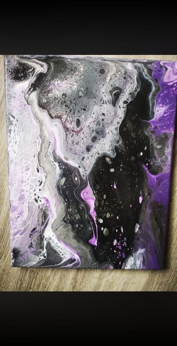 Untitled black/charcoal with purple streaks and gold flecks